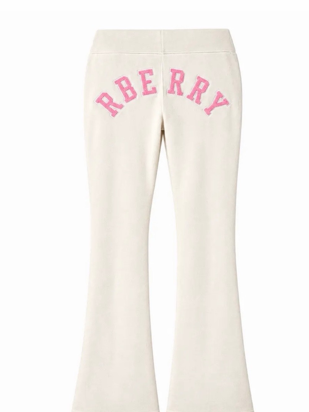 Cream Flare Pants with Pink Arch Logo